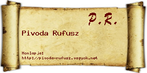 Pivoda Rufusz névjegykártya